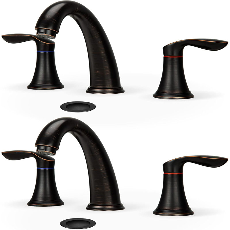 2Pcs Bathroom Sink Faucet, Matte Black