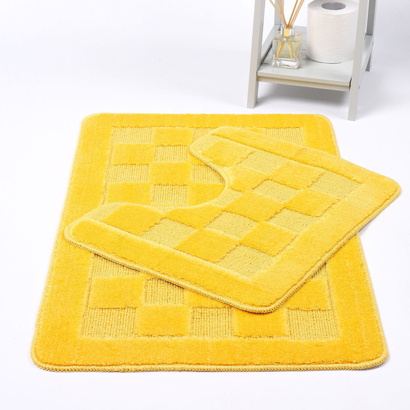 Emitte Polyester Blend Non-Slip Contour Mat, Mustard