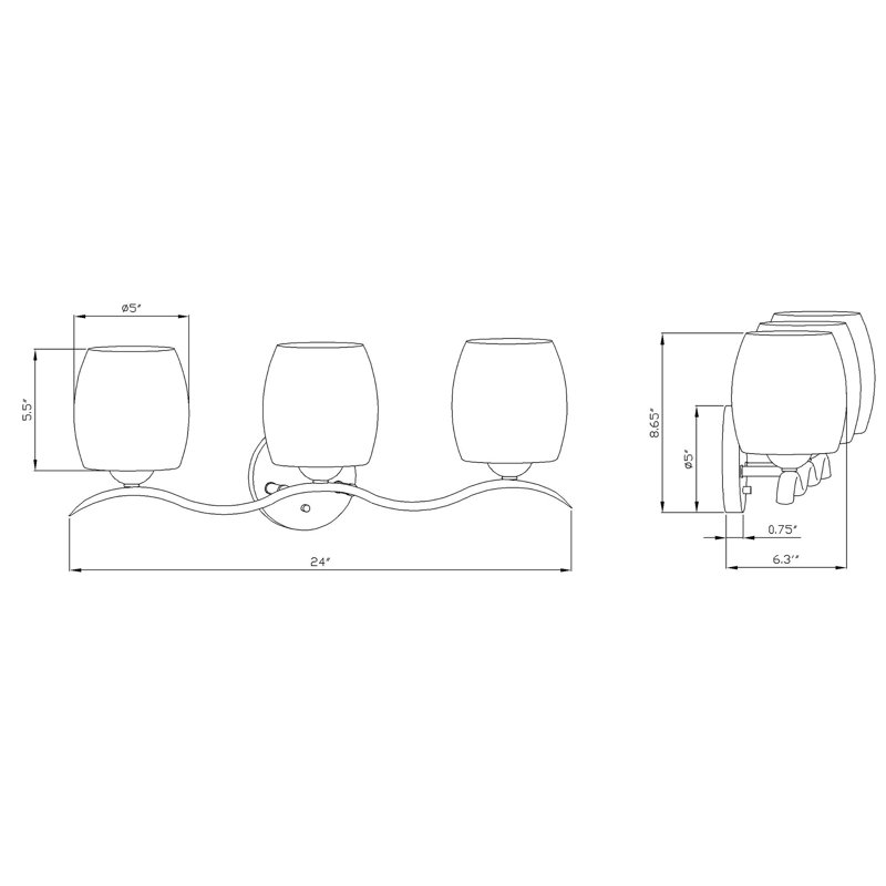 Avalie 3 - Light Dimmable Vanity Light