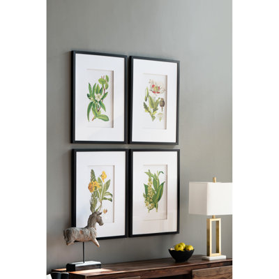 Of 4 Botanical Flower Wall Decorations, 20" X 28", For Home Decoration In Various Rooms, Classic Elegance, Nature Theme 4 , 20X28", Decor Elegant Appe