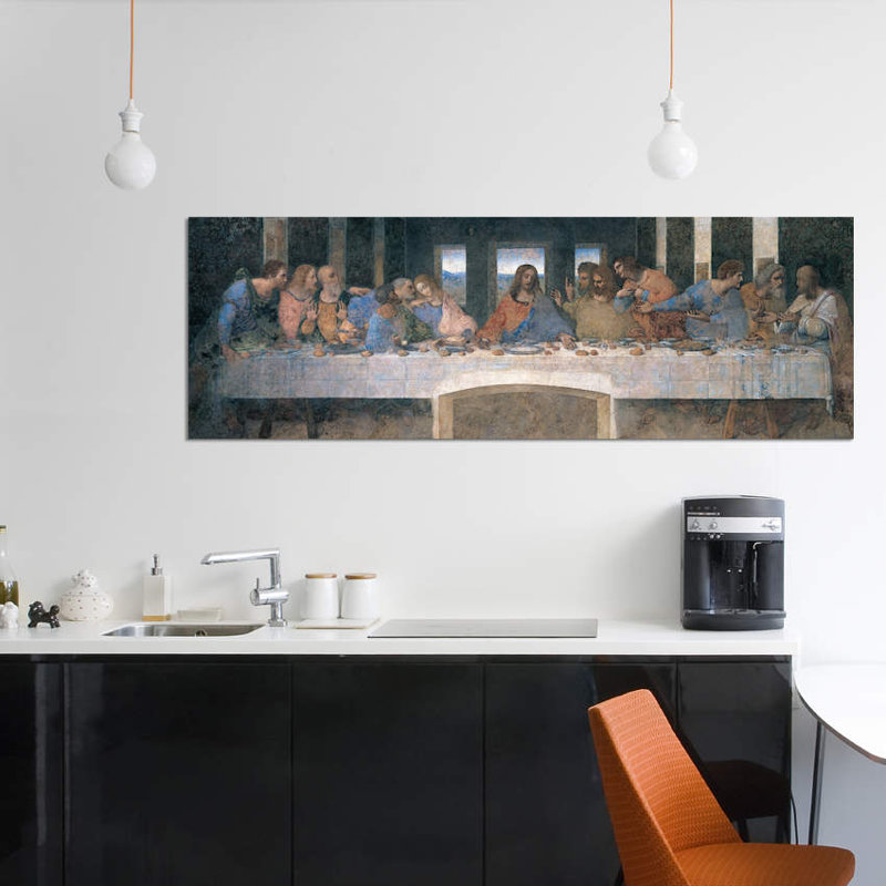 L'Ultima Cena (The Last Supper), recadrée par Leonardo Da Vinci - estampe numérique sur toile tendue avec châssis, Cadre noir