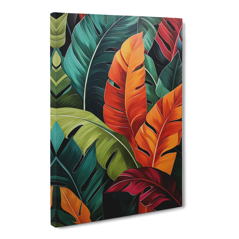 Tropical Leaf Hard Edge Painting - Wrapped Canvas, 60cm H x 40cm W x 3cm D