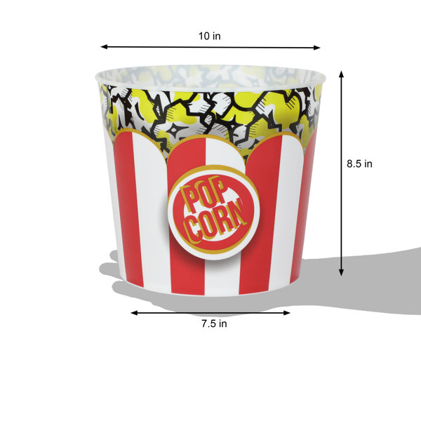 1 Retro Style Reusable Popcorn Bowl Plastic Container Movie Theater Bucket  8.5