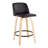 Toriano Mid-Century Modern Fixed-Height Counter Stool In Walnut Wood With Round Chrome Footrest And Black Faux Leather By Lumisource - Set Of 2-87835391-87835385
