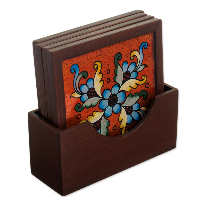 Sous-verres en verre peint à la main (ensemble de 4)