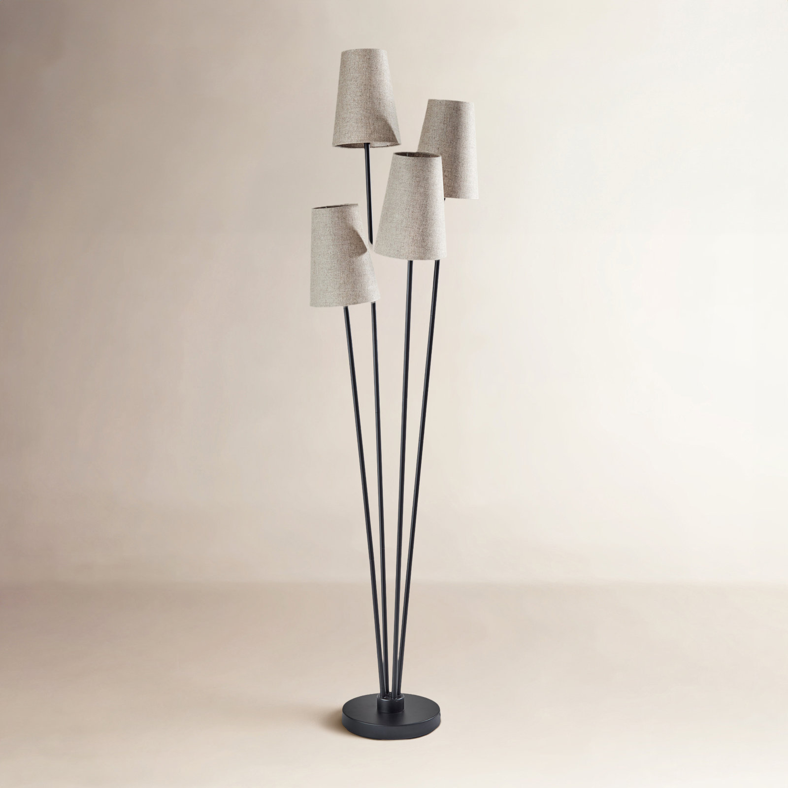 Pierre 68'' Floor Lamp, Black, Light Brown