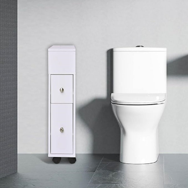 Meuble De Rangement Salle De Bain étroit - Support Papier Toilette, étagères, PVC Imperméable, 75.5x24x22 Cm