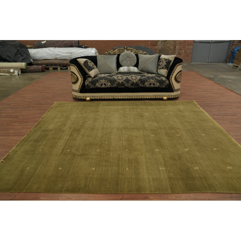 Tapis oriental élégant népalais vert olive 8 x 10