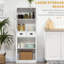 61" Kitchen Pantry, White, 5 Shelving With Adjustable Options, 2 Drawers For Napkins And Tableware White Cabinet, Shelves Cookbooks, Storage