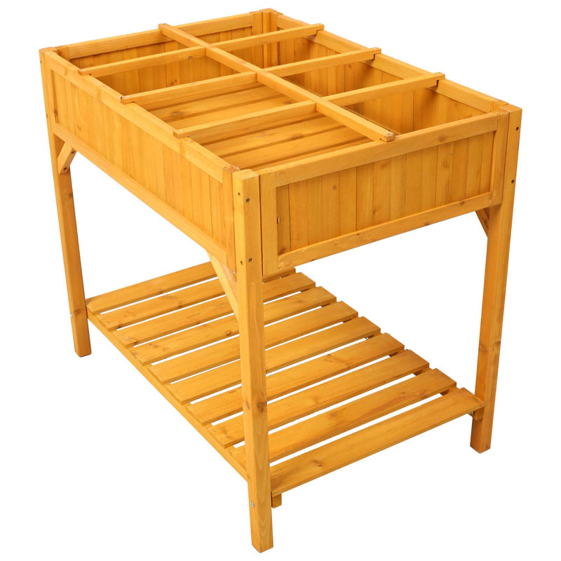 Lit de jardin surélevé polyvalent en bois avec plusieurs compartiments et caractéristiques de protection