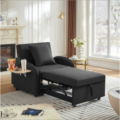 Canapé-lit, canapé-lit convertible 3 en 1 avec dossier réglable, table pliable et port USB, type C, fauteuil inclinable réglable, fauteuil pour salon, chambre à coucher, petit espace