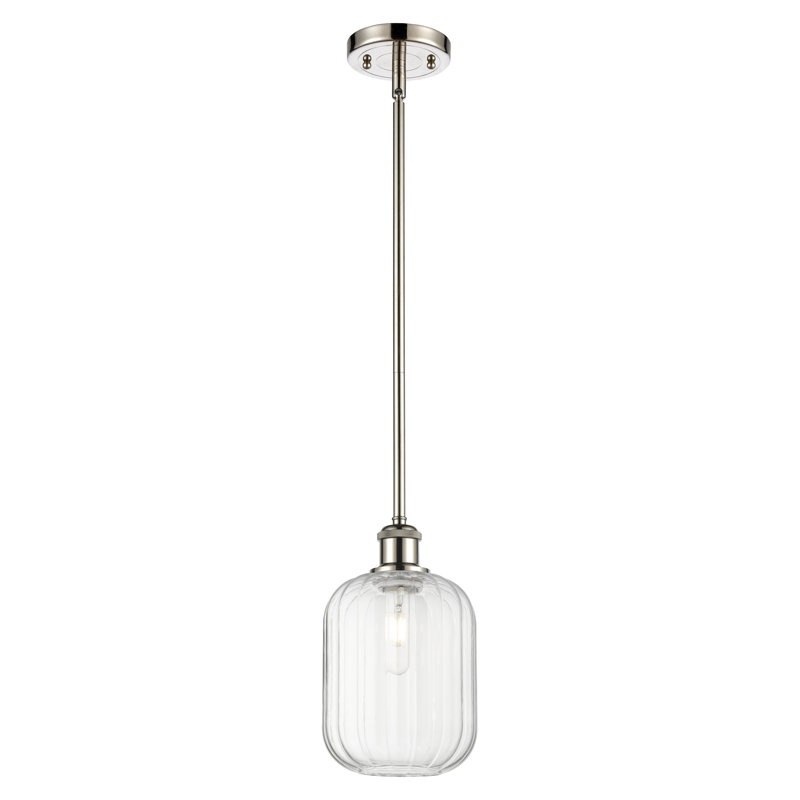 Mini-luminaire suspendu 1 lumière Ballston - Ameiya, Clair, Nickel poli