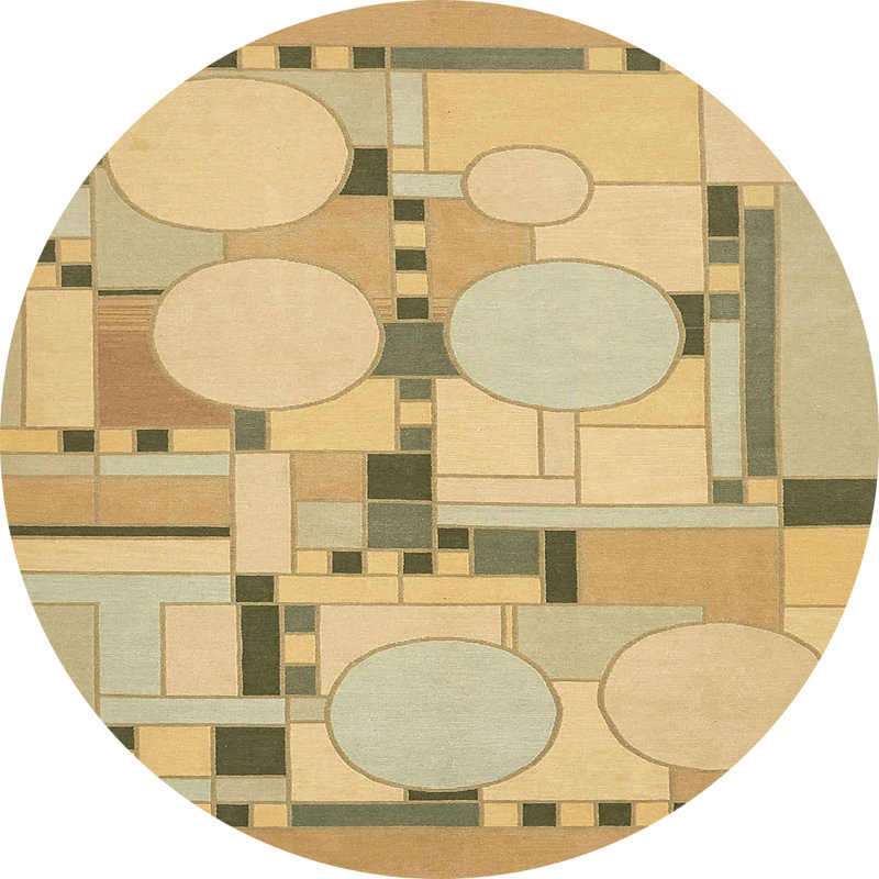Dharmik Abstract Indoor Rug, Round 6'