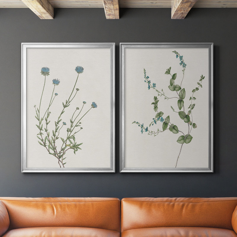 Toile encadrée bleue «Wispy I» de qualité supérieure - prête à être accrochée, H 24,5 po x l 37 po x P 1,25 po, Argent