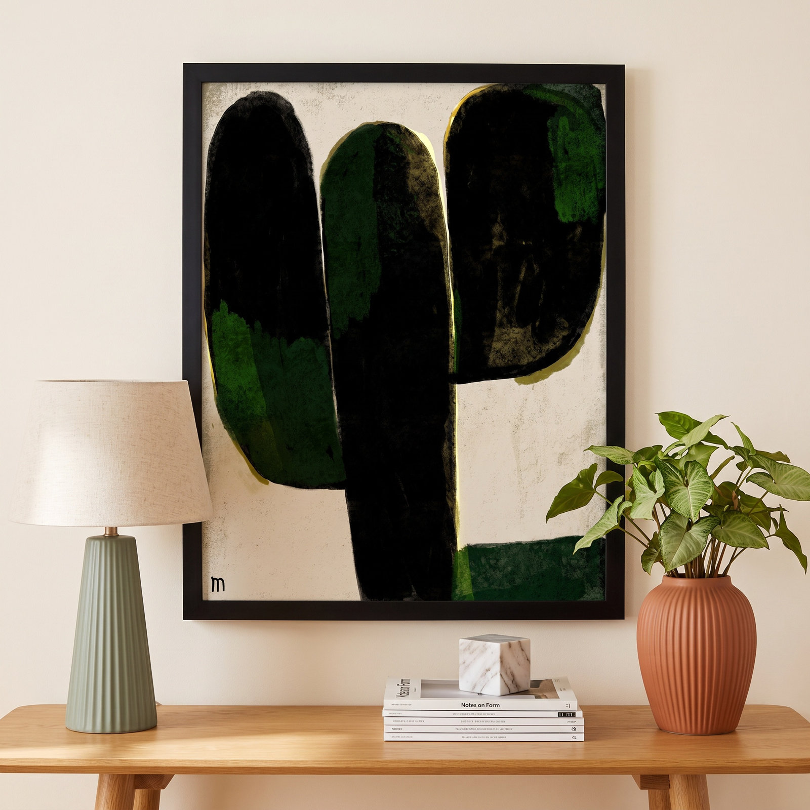 Succulent #1 by StudioM, 30" H x 24" W x 1.25" D, Black
