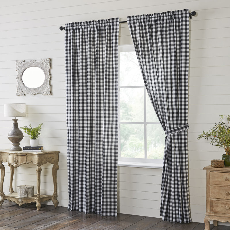 Paire de rideaux obscurcissant 100% coton Barryan, Noir champêtre