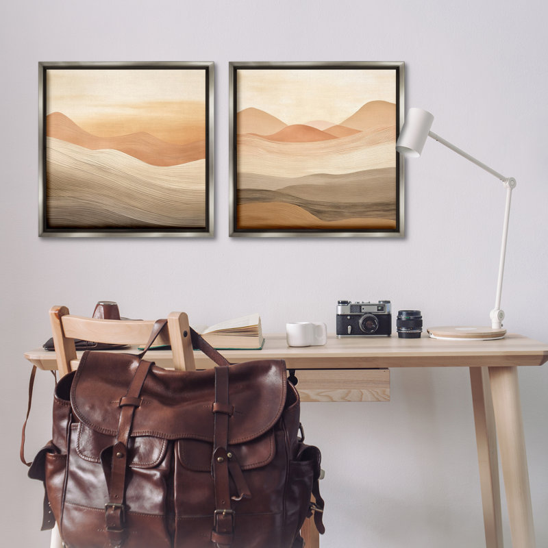  «Sweeping Desert Dunes», ensemble de 2 toiles flottantes encadrées par Irena Orlov, H 25 po x l 25 po