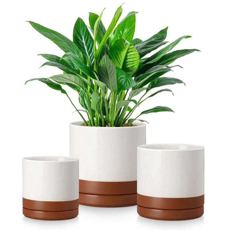 FLHPOT Ceramic Pot Planter, Khaki