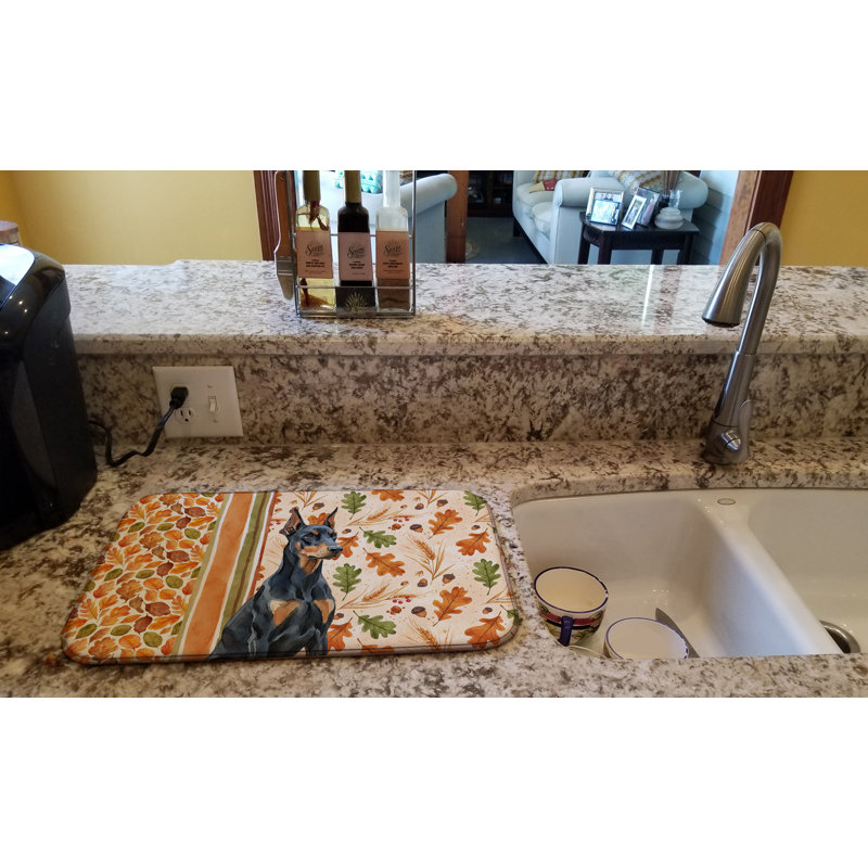 Doberman Pinscher Heirloom Fall Dish Drying Mat