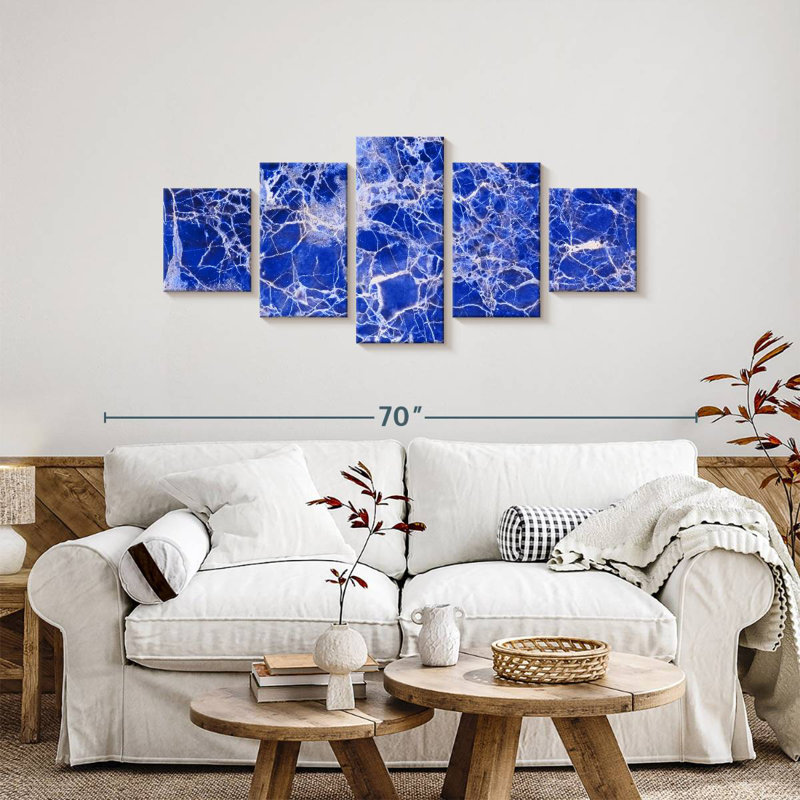 Webbed Marble Blue Glazer, 24" H x 55" W