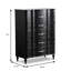 Commode haute 5 tiroirs Eleena, bois massif noir, accents de cristal-117559392