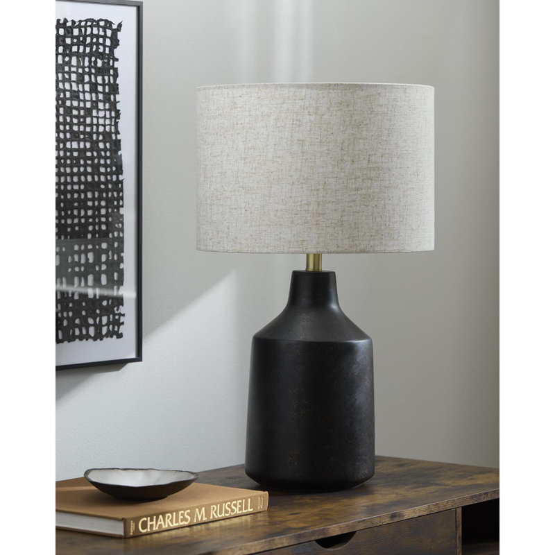 Lockwood Table Lamp, Black, Tan