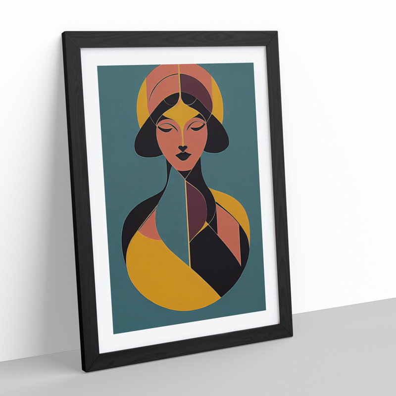 Abstract Coloured Woman No.3 - Single Picture Frame Print, Black, 64cm H x 46cm W x 2cm D