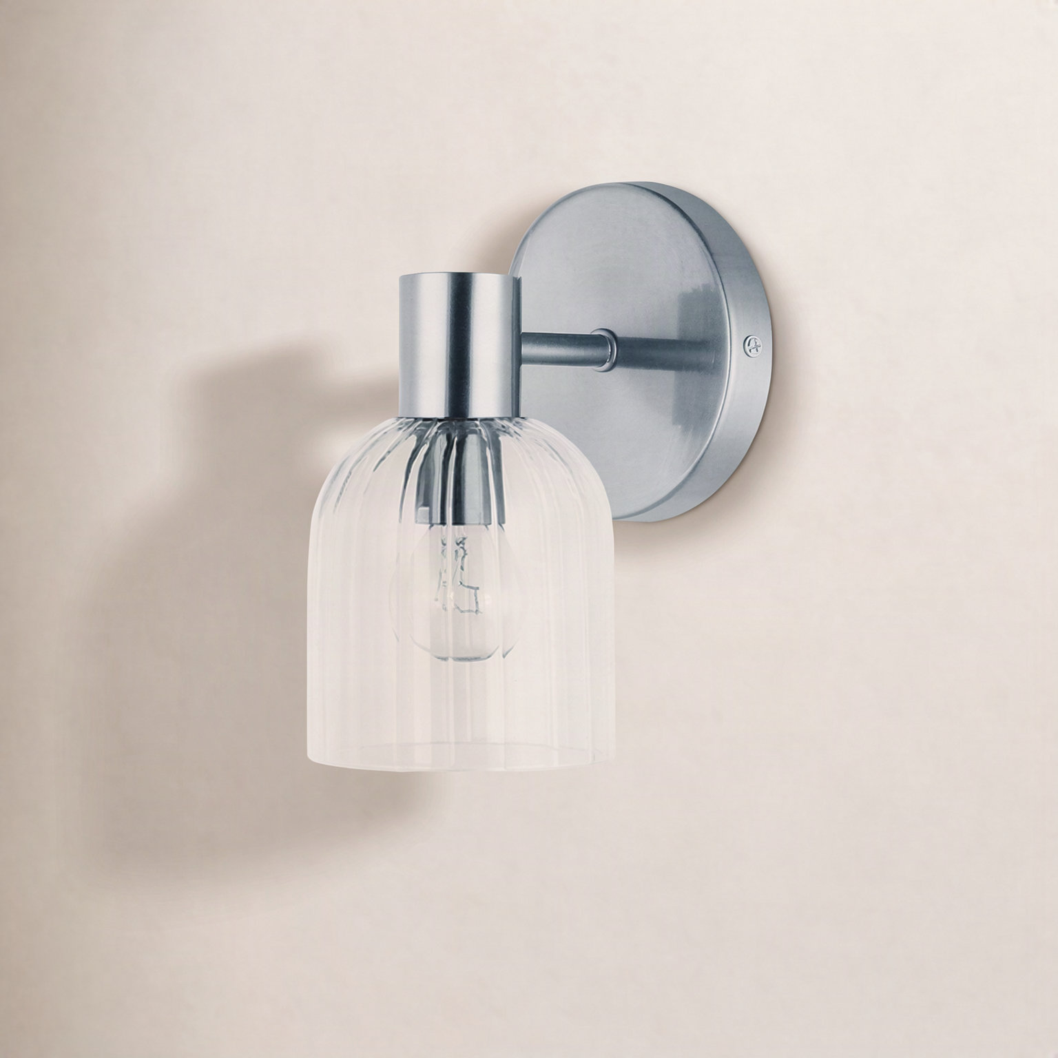 Garrett Single Light Dimmable Armed Sconce, Polished Chrome