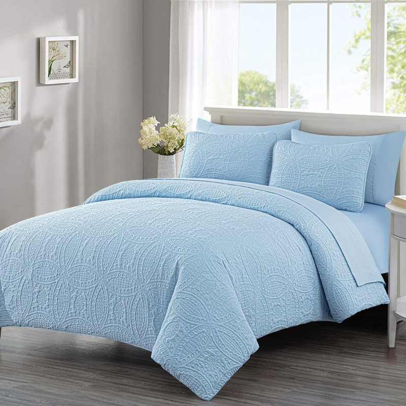 Liam Microfiber 7 Piece Bed in a Bag Comforter Set, King Comforter + 6 Additional Pieces, Chambray