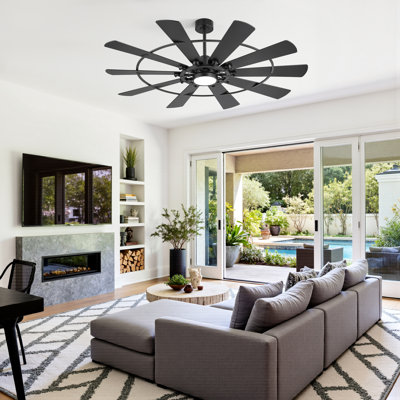 Ventilateur de plafond 72 pales 72 pouces avec lumière et télécommande, moteur CC réversible silencieux, 3CCT DEL, grand ventilateur de plafond intérieur à 6 vitesses pour le salon