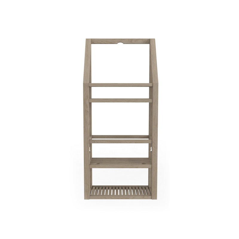 Organisateur de douche rectangulaire en teck Moa, Gris
