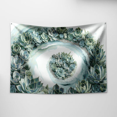Coastal Seaside Succulents Wall Tapestry