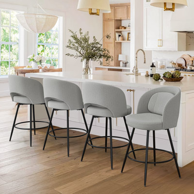 26" H Swivel Metal Bar Stool with Back Pillow