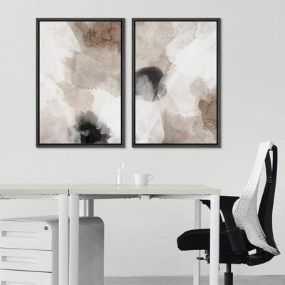 Color Blocks " Pastel Grunge Paint Stroke Abstract Shapes Modern Art Wall Decor Artwork Calm Relax " 2 - Pieces