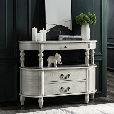 Highclass Grey Three-Drawer Solid Wood Sideboard