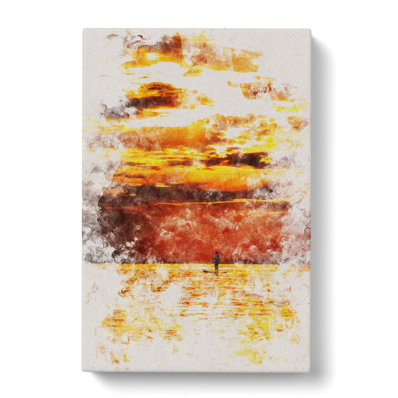 Paddleboarding At Sunset - Wrapped Canvas, 60cm H x 40cm W x 3cm D