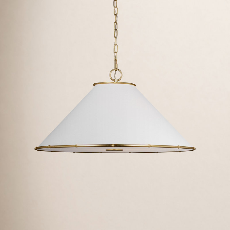 Alexa Hampton Aldric 2 Light Dining Room Pendant With Silk Screen White Inside Clear Outside Shade, Gild