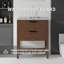 Meuble-lavabo autoportant avec lavabo, tiroir à fermeture amortie et comptoir en marbre reconstitué blanc granit de 5 cm avec dosseret, contreplaqué, brun-680021352