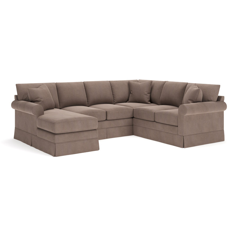 Friedman Upholstered Chaise U-Sectional, Left Hand Facing, Bella Cocoa Performance Velvet