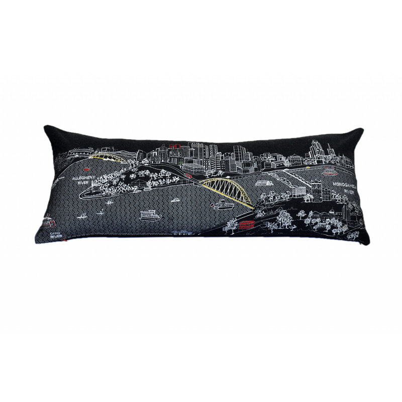 Coussin Pittsburgh Skyline, Noir