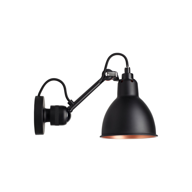 Lampe murale à bras articulé Lampe Gras, Noir / cuivre