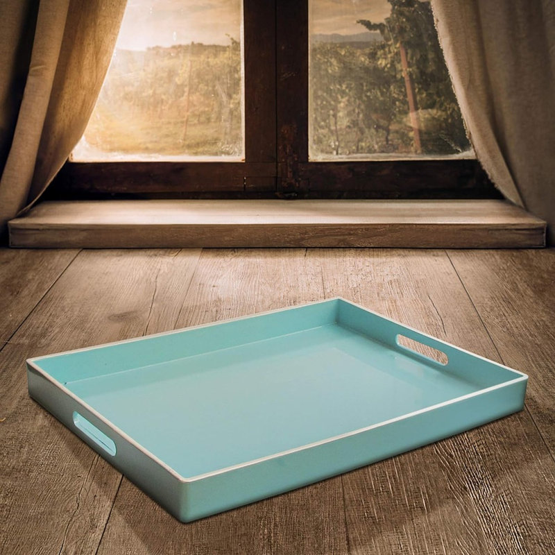 Rectangular Carry Tray With Handle, Teal
