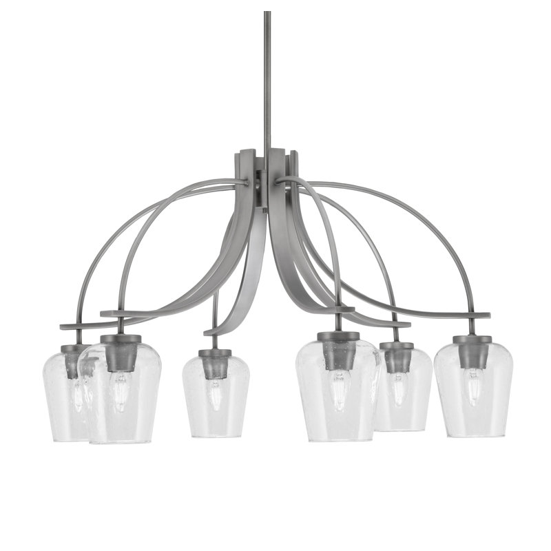 Lustre Madilynn Light, Downlight, illustré avec verre transparent de 5 po, H 17,75 po x l 28,5 po x P 28,5 po, Graphite, 6