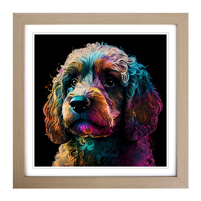 Cockapoo Graphic Art - Framed Print, Oak
