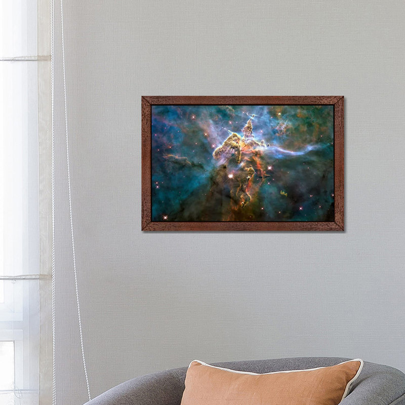 Mystic Mountain In Carina Nebula (Hubble Space Telescope) - Floater Frame Print on Canvas, Brown Framed Canvas