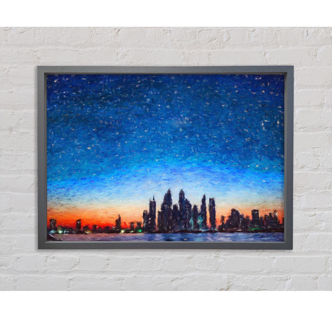 Die Skyline der Stadt in der Morgendämmerung - Einzelbildrahmen Kunstdrucke auf Leinwand