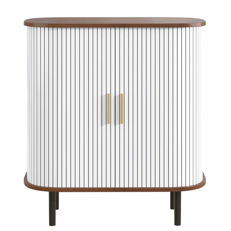 Armoire à vin cannelée avec support à vin à 8 grilles, 5 tablettes réglables à 5 niveaux, 2 porte-verres, portes tambour coulissantes, 4 espaces de rangement cachés sur le côté, station de café moderne