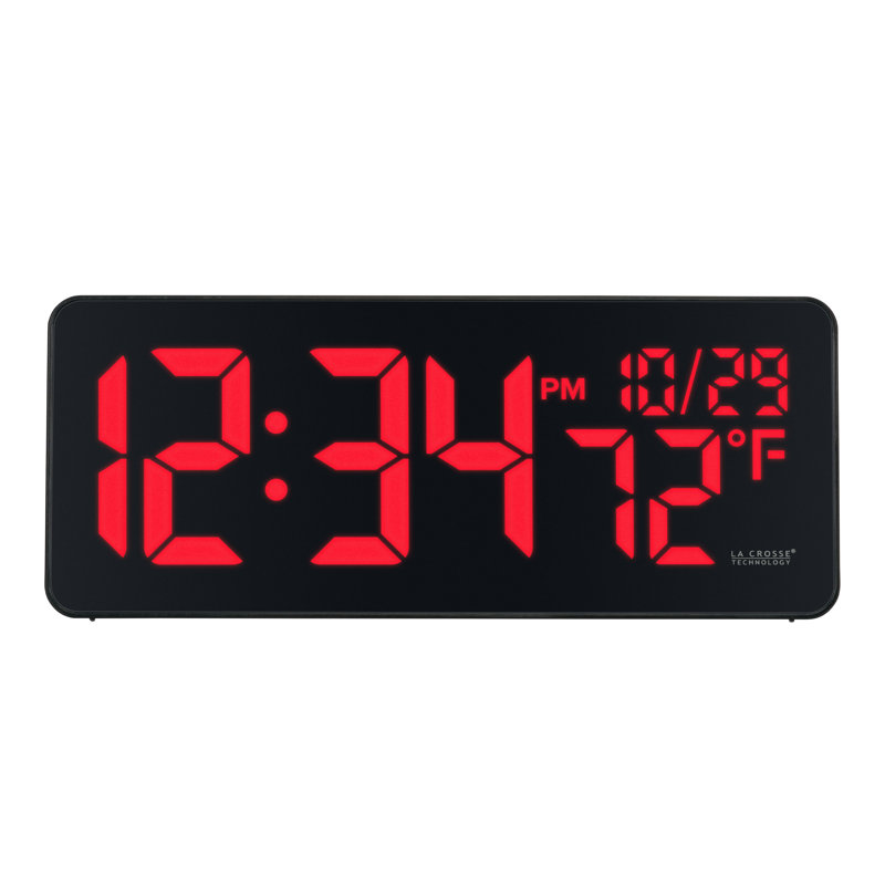 Horloge murale rouge à DEL avec température intérieure
