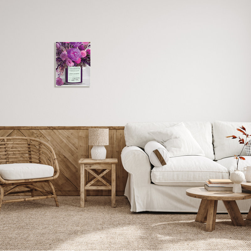 «I Am Enough Inspirational phrase mauve, fleurs roses, art mural surdimensionné sur toile tendue par Kamdon Kreations