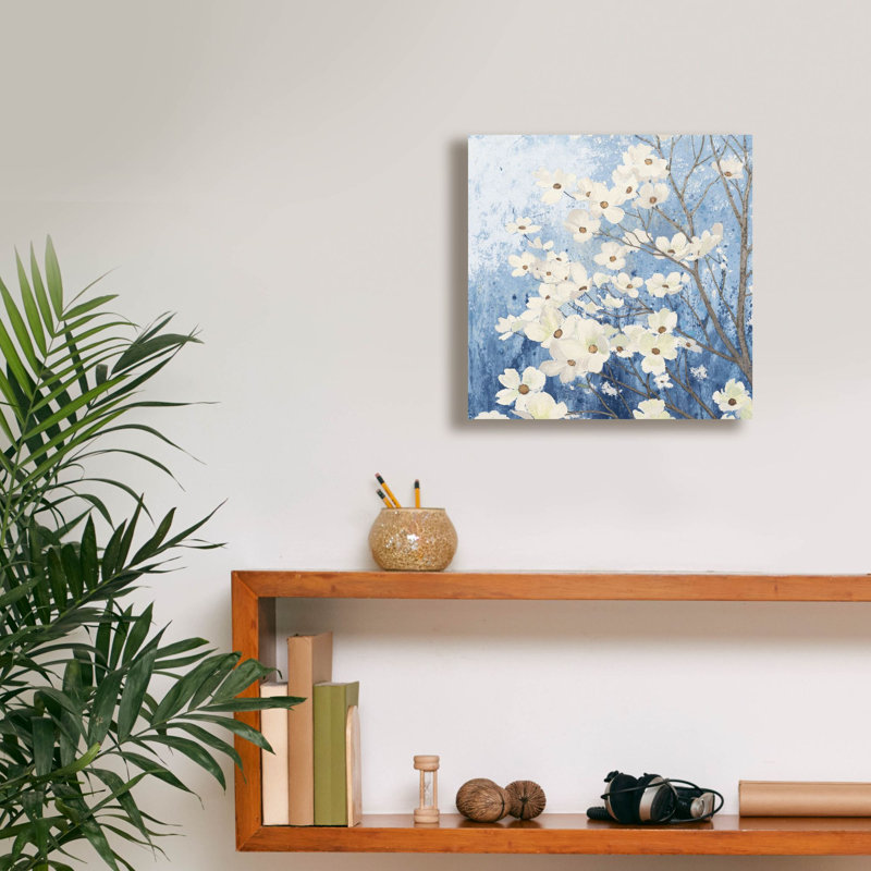  «Dogwood Blossoms 1 Indigo» par James Wiens, art mural sur toile, 12 po x 12 po, H 12 po x l 12 po